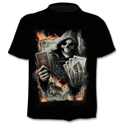 3D Digital Printing Trendy T-shirt Skull Short Sleeve