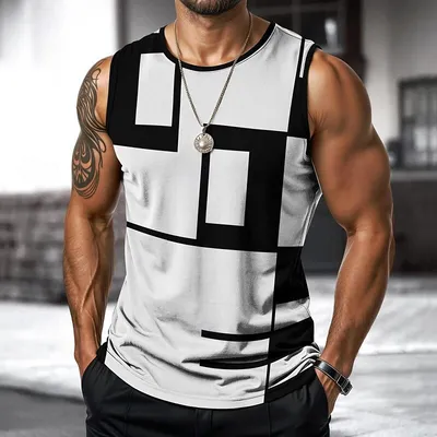 3D Digital Printing Summer Sleeveless Sports Fitness Men's Vest