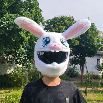 Decorative Rabbit Head Hat Protective Cover Warm Plush