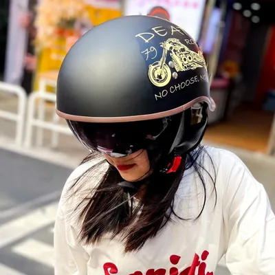 Electric Bicycle Retro Motorcycle Rocker Tail Half Helmet