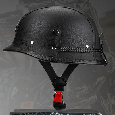 Retro-style PU Leather Motorcycle Helmet