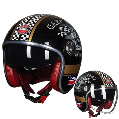 BEON Double Lens Motorcycle Helmet Men's And Women's Four Seasons Half Helmet Covered Electric Motorcycle Helmet