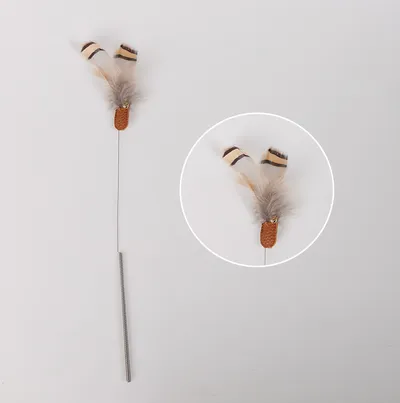 Cat teasing stick-light gray-feather replacement head-5 * 5 *2cm-1 piece