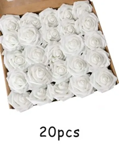 Simulated rose heads-white-30 pieces