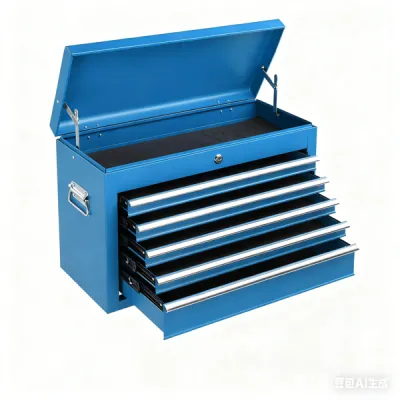 5 Drawer Lockable Steel Tool Chest, 330 Lbs Capacity, Blue Heavy-Duty Tool Storage Cabinet With Drawer Liners & Lid Support For Workshop Garage Maintenance