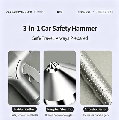 Multifunctional Car Window Breaker Escape Hammer, Vehicle Emergency Self-Defense Glass Breaking Tool, One Second Window Shatter Device