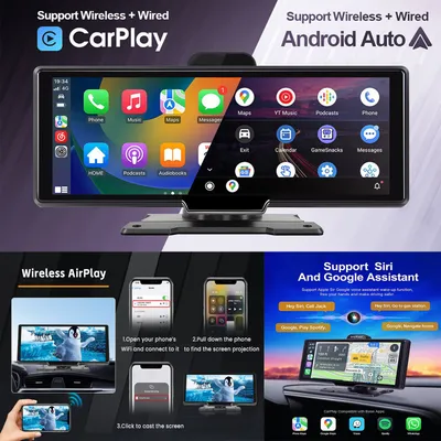 In-car Smart Screen With Wireless Front-and-rear Dual Dash Cameras