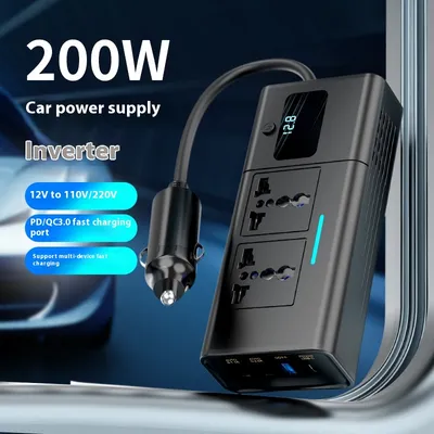 200W Car Inverter With Digital Display DC12V To AC220V