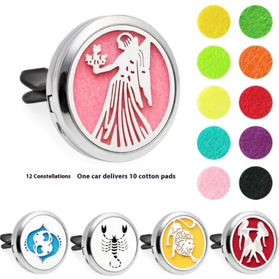 12 Constellation Alloy Magnet Car Air Conditioner Perfume Clip Interior Decoration