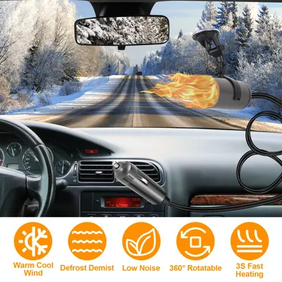 1Pc 12V 150W Or 24V 216W Portable Car Heater 2 In 1 Heating Cooling Fan Rotatable Demister Defroster With 4.92ft Cord