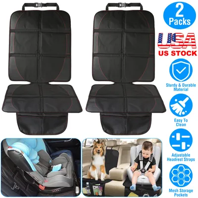 2 Packs Car Seat Protector Cushion Mat Pad For Car Renovation With Thick Padding Protector For Child Baby Car Seat Mesh Pockets