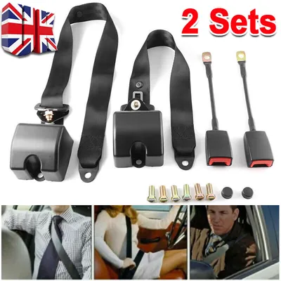 3 Point Inertia Seat Belt Kit Car Truck Adjustable Seat Belt Universal 2 SET