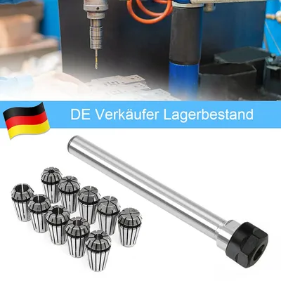 11-piece ER16 Collet Set 1-10mm  With 8 Mm Extension Rod, 0.008 Mm Precision, For CNC Milling Machines