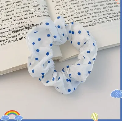 Wave dot large intestine hair circle-white blue wave dot-1 pack