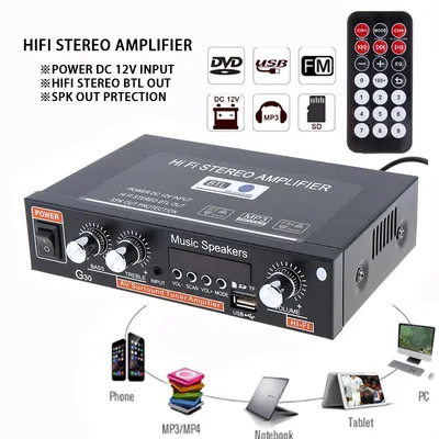 Car Small Smart Digital Power Amplifier With Bluetooth G30 Car Mini Power Amplifier