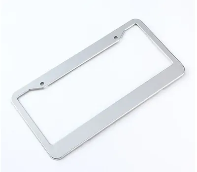 2PCS Chrome Stainless Steel Metal License Plate Frame Tag Cover With Screw Caps