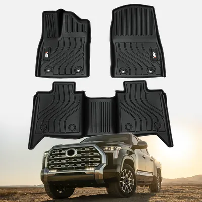 All-Weather TPE Front And Rear Row Floor Liners Floor Mats Fit For Toyota Tundra CrewMax Cab 2022-2025, Custom Fit Tundra Car Mats