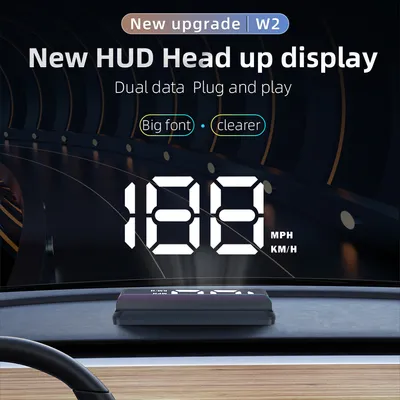 Car HUD Speedometer Windshield Projector With Sun Visor, Digital GPS Speed Display, USB Plug  Play, Auto Brightness, Clear White Projection