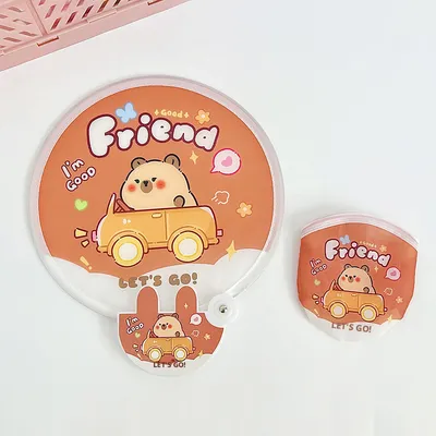 Cute folding group fan-car puffer fish-1