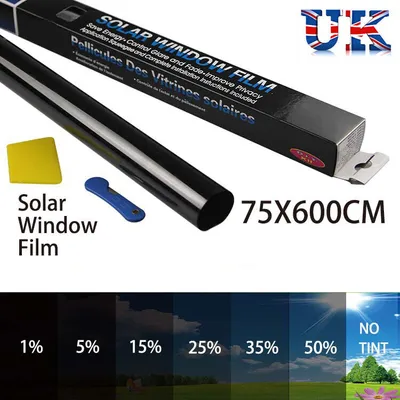 CAR WINDOW TINT FILM KIT TINTING SUPER DARK BLACK LIMO  75CM X 6M UK