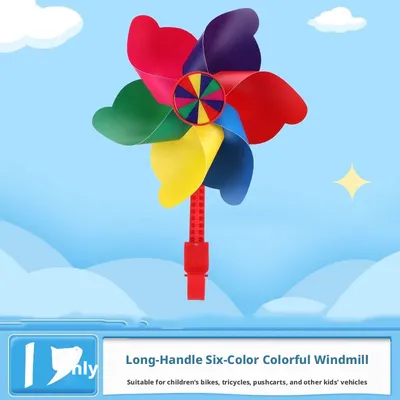 Handle Windmill-Red Long Pole-Six-Color Colorful-1 Pack