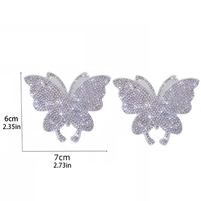 2-piece Car Interior Kit With Shiny Butterfly Net Rhinestone Stickers And 1-piece Bling Self-adhesive Car Decals
