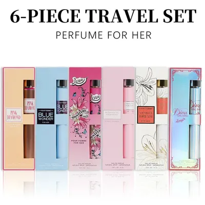 6pcs Travel Set, Women'S Eau De Parfuma Spray, Long Lasting Fragrance, 6 Different Flavor, Perfect For Holiday Gifts, Dating, Daily Life, Parties, 1.18 Fl Oz Bottle