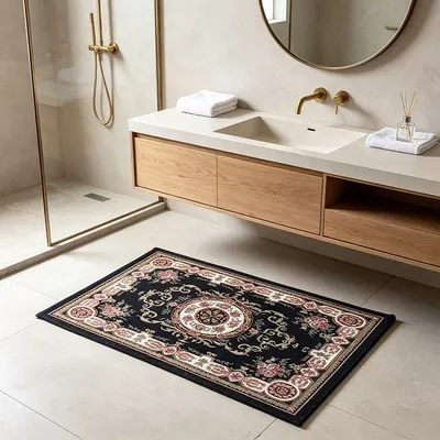 1pc European And American Style Vintage Style Floral Pattern Floor Mat