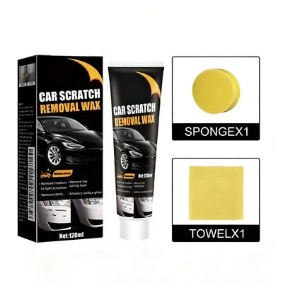 Car Scratch Repair Wax, Auto Paint Scratch Remover With Sponge & Towel, Restores Faded Car Paint, Removes Oxidation Stains Water Marks