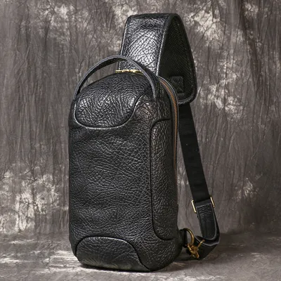 Mens Leather Shoulder Chest Bag