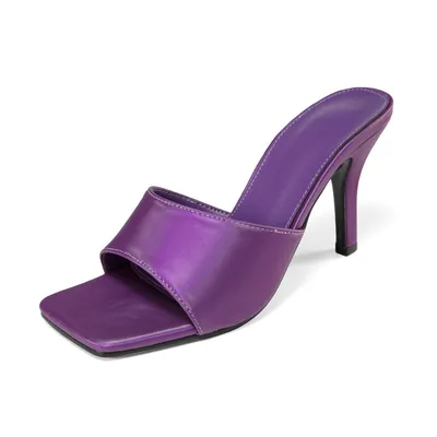  Summer Women's High Heels Square Toe Sandals Slippers