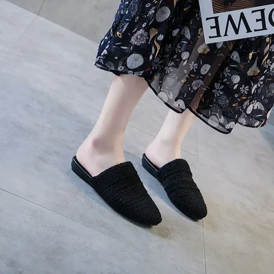  Summer New Linen Shoes Muller Shoes Flat Sandals Fashion
