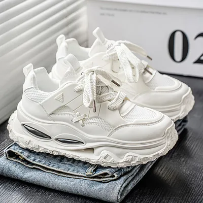 New Autumn Men's Shoes, Korean Trendy Dad Sneakers, Thick Sole Sports Shoes, Travel Shoes For Men