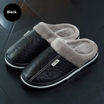 11 Steps Large Size Home Waterproof Cotton Slippers Men's Winter Home Indoor Warm Non-slip Cotton Shoes Men's Autumn Winter