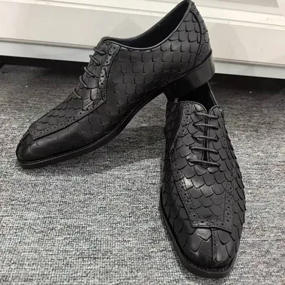 Business Formal Leather Shoes Dragon-scale Pattern Mens British Style