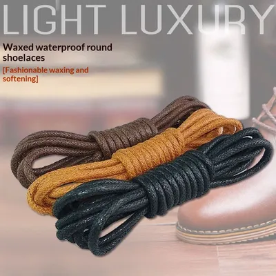 Mens Round Thin Waxed Casual Leather Shoe Laces