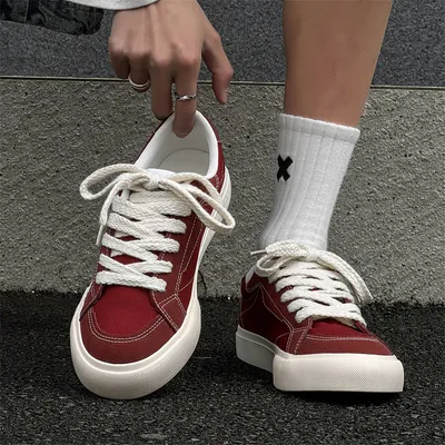 Men's Canvas Shoes, Versatile Classic Trendy Sneakers, Korean Style Lace-Up Flat Casual Skate Shoes For Students