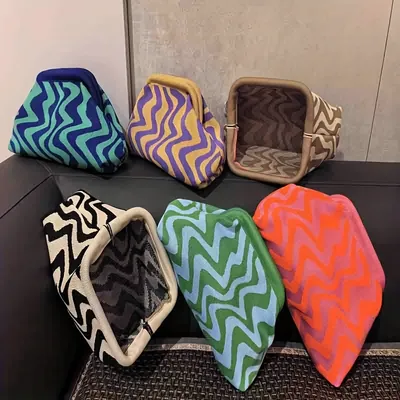 Wavy Knit Handbag For Women