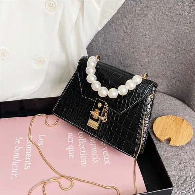  New Early Autumn Bags Women's Trendy Korean Fashion Retro Pearl Handbag Shoulder Bag Popular All-match Small Square Bag