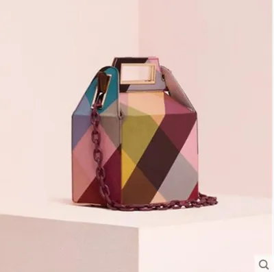 Autumn and winter new European and American niche design printing portable acrylic chain shoulder bag