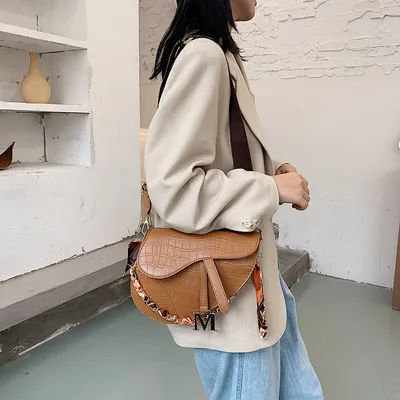 Candy Color Saddle Bag Women's Fashion Silk Scarf Accessories