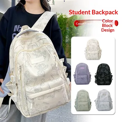 Casual Canvas Zipper Notebook Backpack