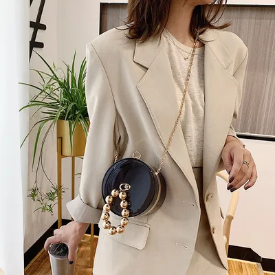 Acrylic Bag Transparent Pearlescent Female Round Chain Cylinder
