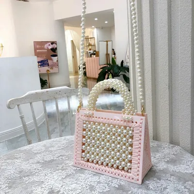  New Handmade Beaded Woven Pearl Transparent Acrylic One-Shoulder Diagonal Handbag