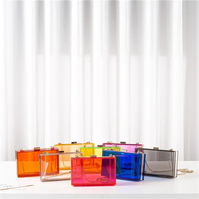 Acrylic Women's Candy Color Transparent Box Bag