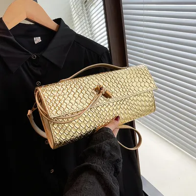 Womens Woven Soft Leather Shoulder Crossbody Bag