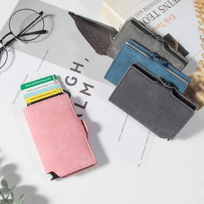 Automatic Pop-Up Aluminum Anti-theft Swipe Storage Card Holder