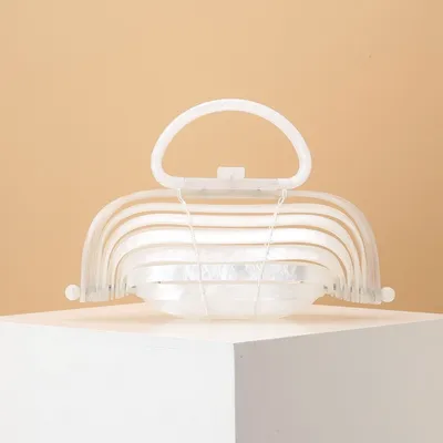 Acrylic bamboo basket hollow handbag foldable shell bag