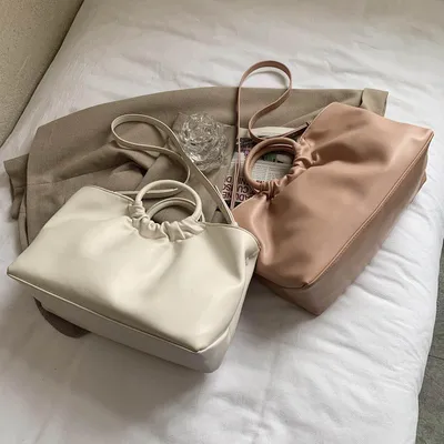  Popular New Trendy Fashion Net Red One-Shoulder Fold Casual Tote Bag