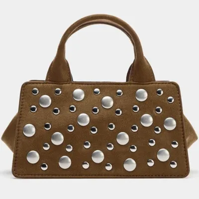 Fashionable Rivet-Embellished Commuter Handbag In A Punk Style